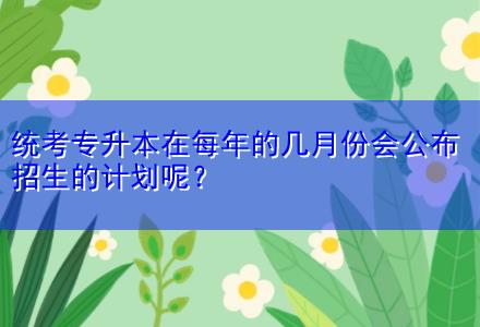 統(tǒng)考專升本在每年的幾月份會(huì)公布招生的計(jì)劃呢？