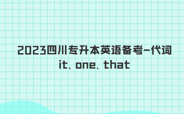 2023四川專升本英語備考-代詞it、one、that