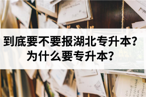 到底要不要報(bào)湖北專升本？為什么要專升本？