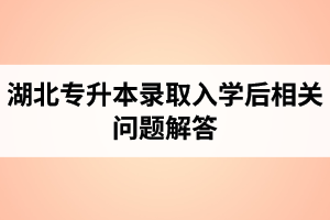 湖北普通專升本錄取入學后相關問題解答