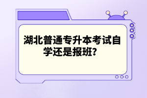 湖北普通專升本考試自學(xué)還是報(bào)班？