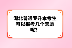 湖北普通專升本考生可以報考幾個志愿呢？