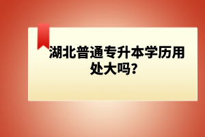 湖北普通專升本學(xué)歷用處大嗎？