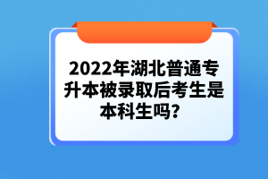 2022年湖北普通專升本被錄取后考生是本科生嗎？