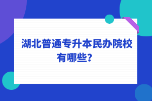 2022年湖北普通專升本民辦院校有哪些？