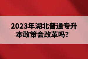 2023年湖北普通專升本政策會改革嗎？