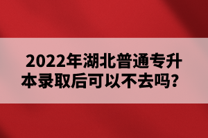 2022年湖北普通專升本錄取后可以不去嗎？