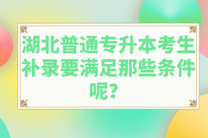 湖北普通專(zhuān)升本考生補(bǔ)錄要滿(mǎn)足那些條件呢？