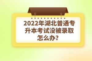 2022年湖北普通專升本考試沒(méi)被錄取怎么辦？