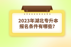 2023年湖北專升本報名條件有哪些？