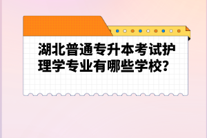 湖北普通專升本考試護(hù)理學(xué)專業(yè)有哪些學(xué)校？