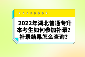 2022年湖北普通專升本考生如何參加補(bǔ)錄？補(bǔ)錄結(jié)果怎么查詢？