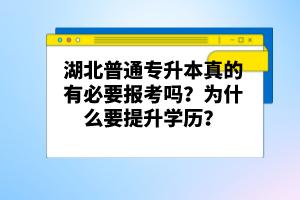 湖北普通專升本真的有必要報(bào)考嗎？為什么要提升學(xué)歷？