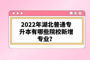 2022年湖北普通專升本有哪些院校新增專業(yè)？