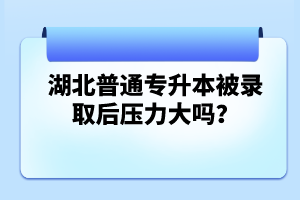 湖北普通專升本被錄取后壓力大嗎？