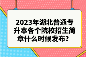 2023年湖北普通專升本各個(gè)院校招生簡章什么時(shí)候發(fā)布？