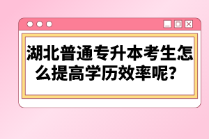 湖北普通專升本考生怎么提高學(xué)歷效率呢？