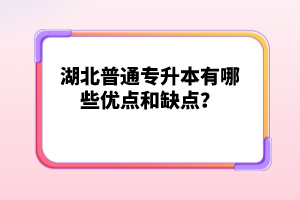 湖北普通專升本有哪些優(yōu)點和缺點？