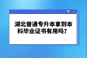 湖北普通專升本拿到本科畢業(yè)證書有用嗎？