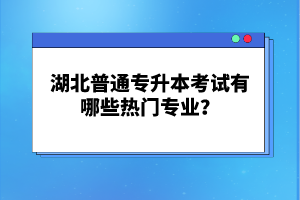 湖北普通專升本考試有哪些熱門專業(yè)？