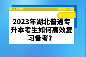 2023年湖北普通專升本考生如何高效復(fù)習(xí)備考？