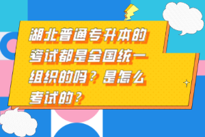 湖北普通專升本的考試都是全國統(tǒng)一組織的嗎？是怎么考試的？