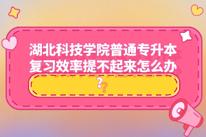 湖北科技學院普通專升本復習效率提不起來怎么辦？