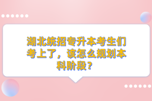 湖北統(tǒng)招專升本考生們考上了，該怎么規(guī)劃本科階段？